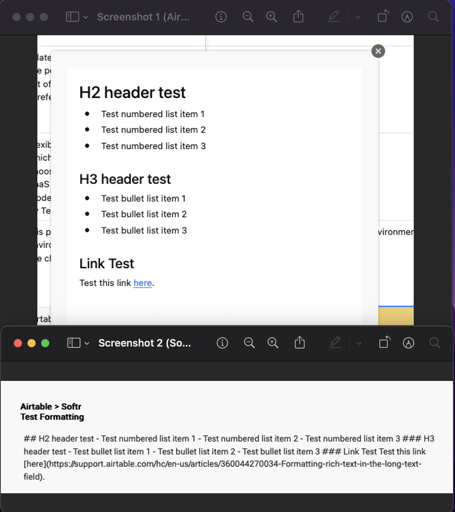 Rich text formatting (Airtable to Softr) - Ask the community 