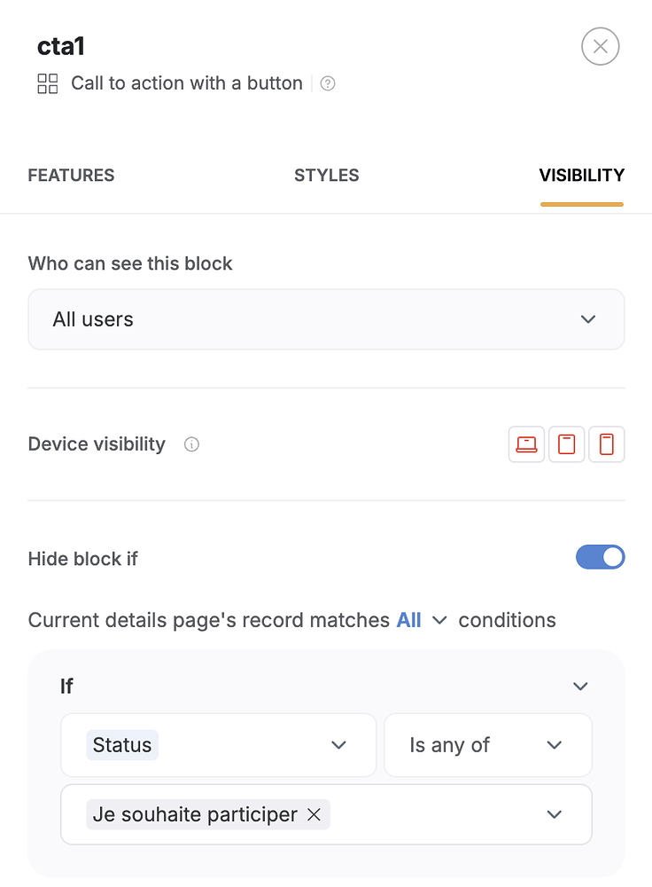 Issue with "hide if" feature - Bug Reports - Softr Community