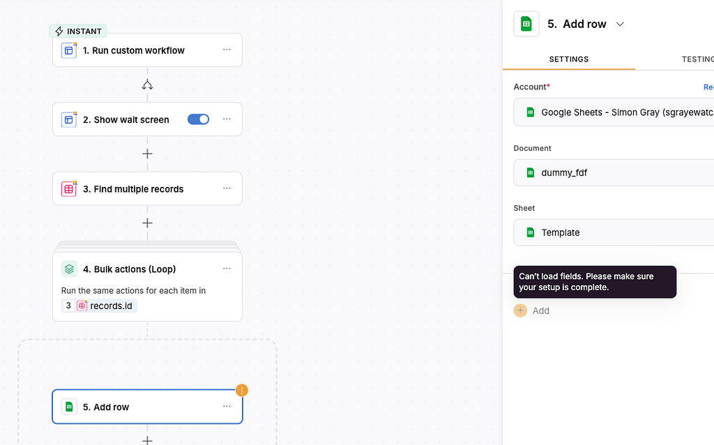 Google sheets workflow issue - Bug Reports - Softr Community