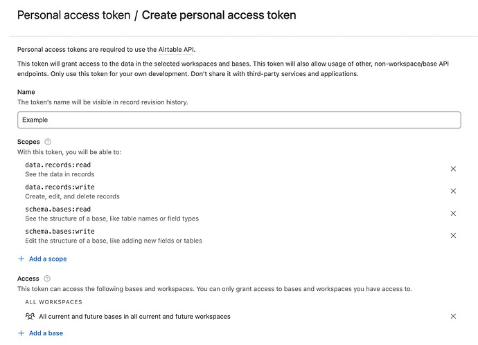 Create Personal Access Token