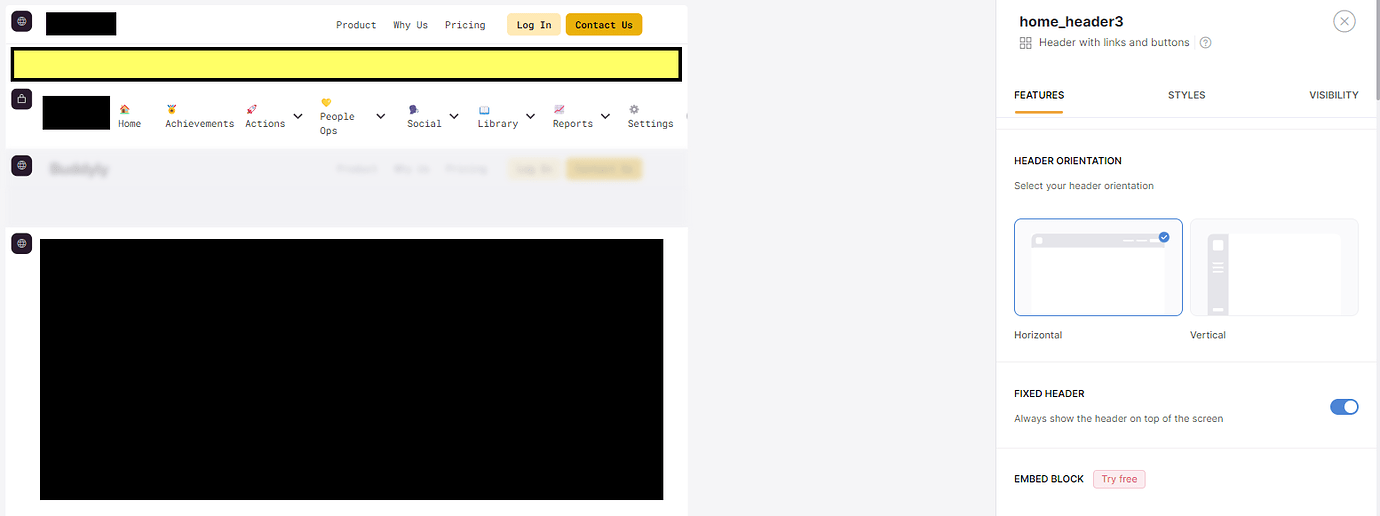 Home Header 3 - Toggle "Fixed Header" changes header height / padding ...