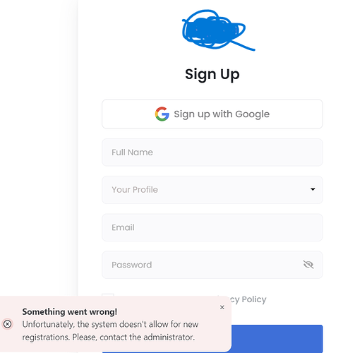 Google Sign up Problem