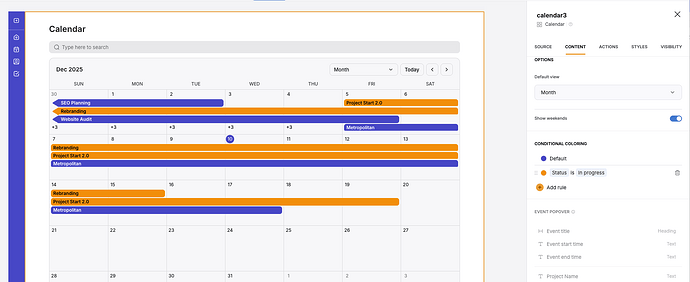 conditional coloring in calendar block